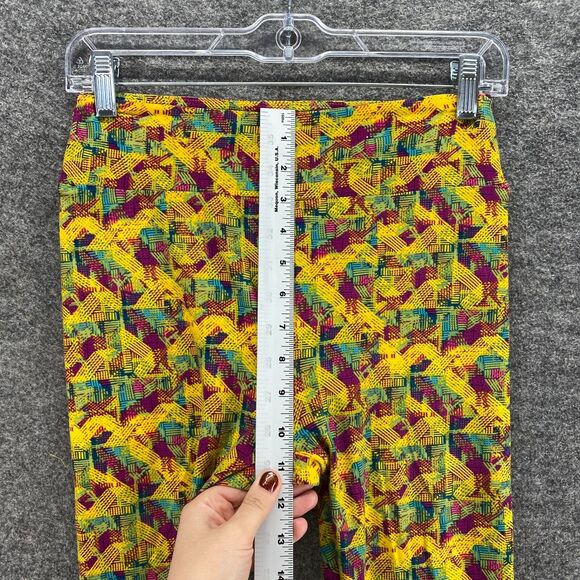 LulaRoe Leggings Women One Size Yellow Geometric Pull On High Rise Capri Casual - Picture 6 of 10